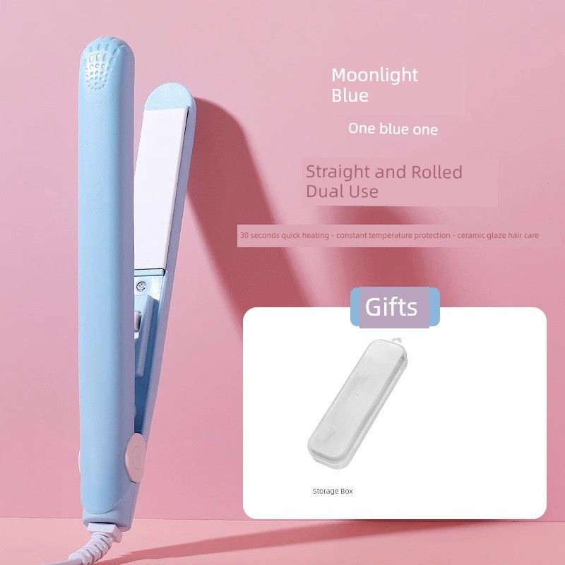 Mini Electric Hair Straightener and Curler for Bangs, Student Flat Iron, Portable Mini Hair Straightener and Curling Iron