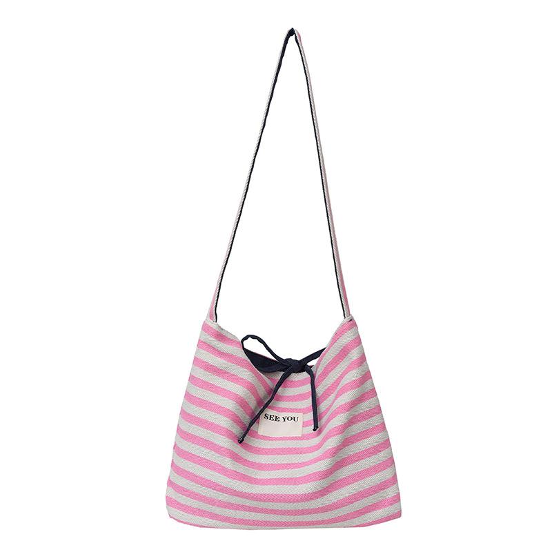 Casual large-capacity striped bag women's new summer commuter versatile messenger bag shoulder tote bag