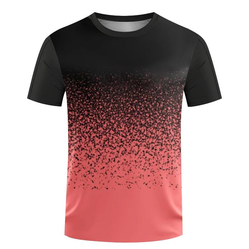 Simple Geometric Pattern 3D Digital Printing Men's Trendy Round Neck Short Sleeved T-shirt