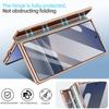 Glitter Bling Faux Leather Plating Magnetic Phone Case for Galaxy Z Fold 7 Fold 6 with Rotatable Holder, Anti-peeping Glass Film