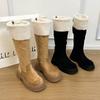 Women's Soft Elastic Thick Sole Winter Warm Cold Padded Snow Boots Non-slip Wear Outdoor Leisure Sports Long Cotton Boots