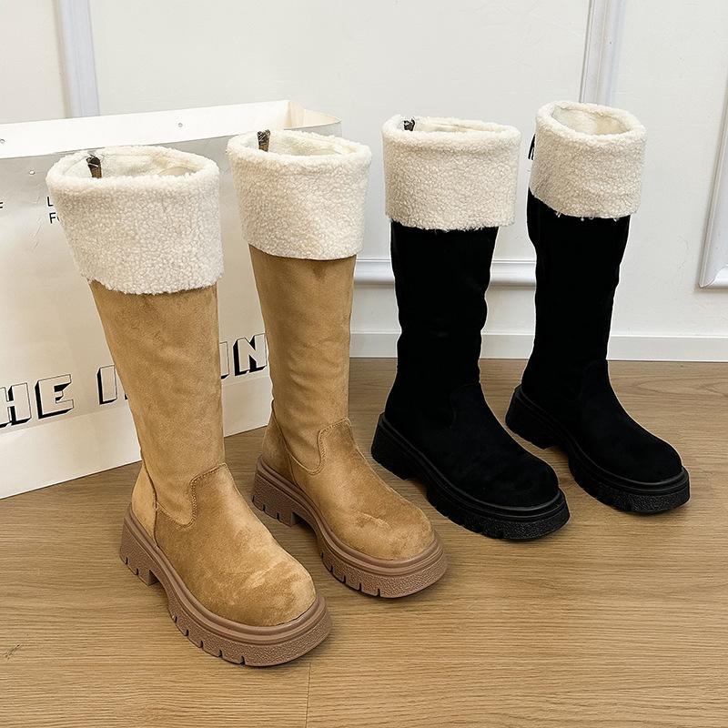 Women's Soft Elastic Thick Sole Winter Warm Cold Padded Snow Boots Non-slip Wear Outdoor Leisure Sports Long Cotton Boots