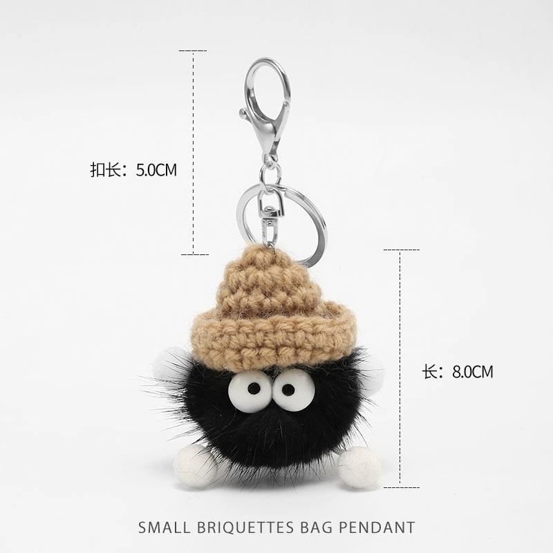 Craftsmanship Workshop New Year Gift Small Coal Ball Bag Pendant Bookbag Cute Ugly Thing Doll Pendant Keychain