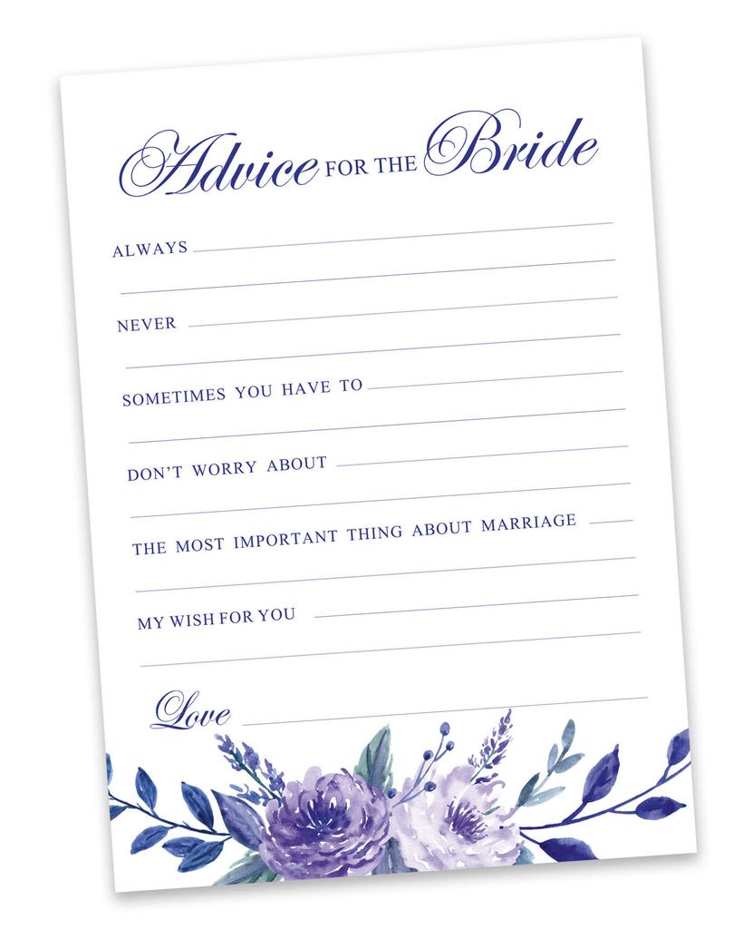 Inkdotpot Advice For The BrideA CardsA Set Of 50A FloralA Bridal Shower Activity
