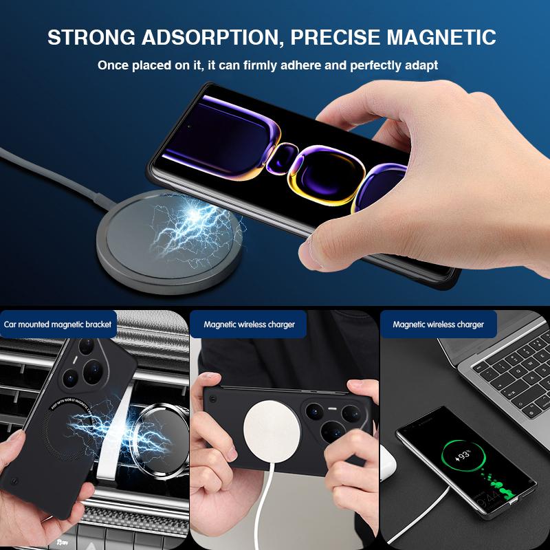 Ultra Thin Frameless Magnetic Case for HUAWEI Pura 80 Pro Plus Magsafe Hard Wireless Charging Cover for Pura 80 Ultra