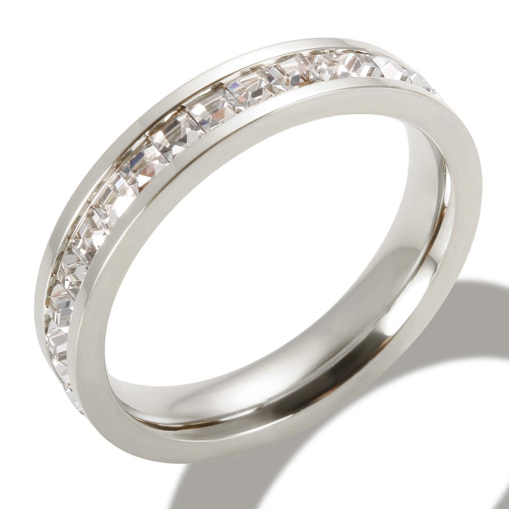 

18K Gold-Plated Diamond Women s Stainless Steel Ring in Luxury European and American Style Size 10