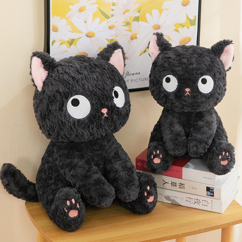 Cute black cat doll plush toy kitten throw pillow sleeping cushion doll birthday gift activity doll