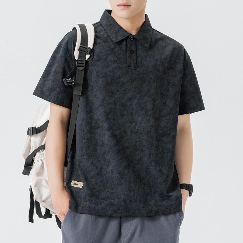 

Новое летнее поло с лацканами, с коротким рукавом, мужское, тай-дай, для пожилых мужчин, с лацканами, тонкое, короткое, футболка 3XL