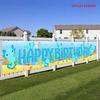 Happy Birthday Fence Banner Axolotl Underwater Outdoor Yard Decor