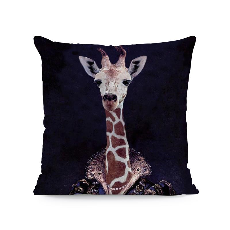 Custom Logo Cover Cushion Retro  Art Poster Style Deer  Giraffe Owl High Velvet Decorations Hug Pillow  Recliners