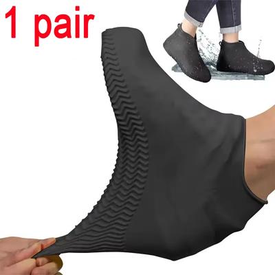 1 par vattentät halkfri silikonsko Hög elastisk slitstark unisex regnstövlar för utomhus regnig dag Återanvändbart skoskydd