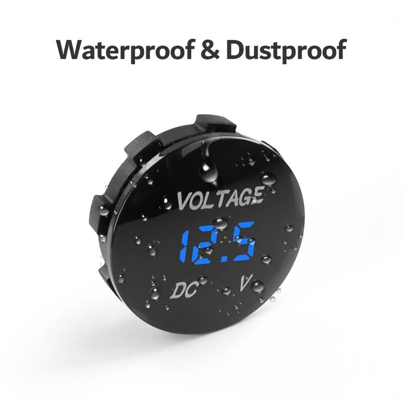 DC 12V-24V Digital Panel Voltmeter Led Display Electric Voltage Meter Volt Tester Waterproof For Car Motorcycle Boat ATV Truck