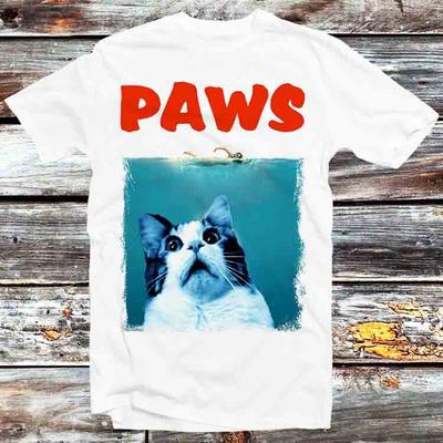 Paws Jaws Parody Kitten Kitty Cat Pet Lovers T Shirt B996