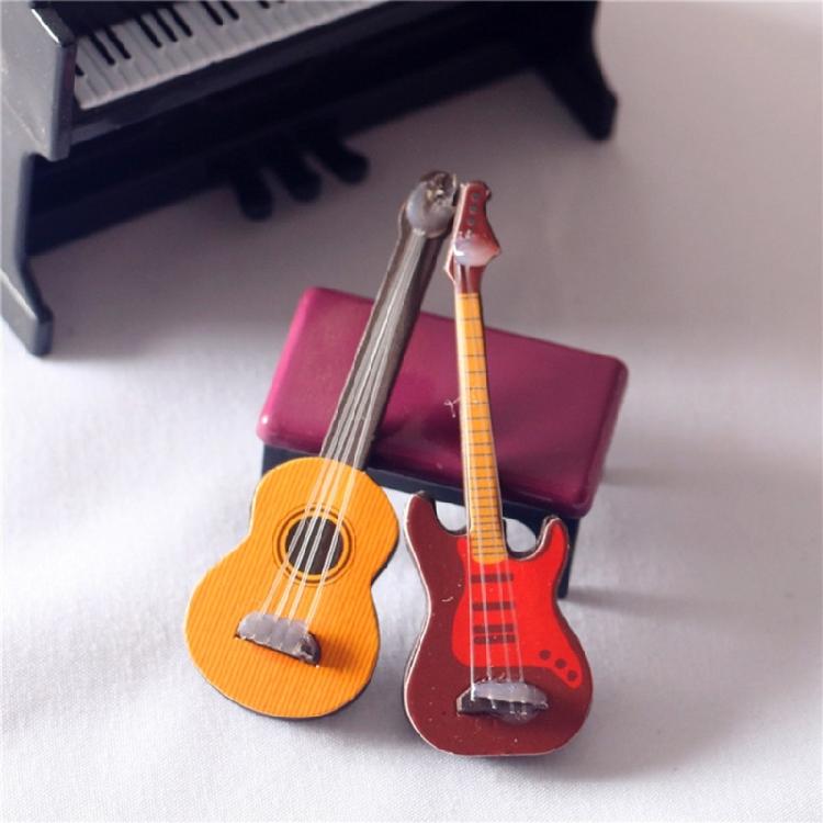 Mini Guitarra Miniatura para 1:6 1:12 Instrumentos Musicais para Casa de Bonecas Adereços de Foto Modelo de Casa de Bonecas Decorações para Casa para Crianças