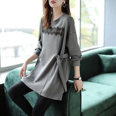 Loose and Comfortable Lace Splice Tops for Women, Korean Style Minimalist Sweatshirt