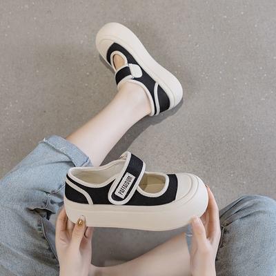 2024 Nuevos Zapatos Mary Jane Explosivos Plataforma Velcro Boca Baja Un Pedal Huecos Feos Lindos Cabeza Grande Estudiante Zapatos Individuales