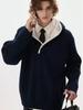 Men's Color-Block Cable Knit Hooded Sweater - Winter Loose Fit Thick Pullover Jacket
