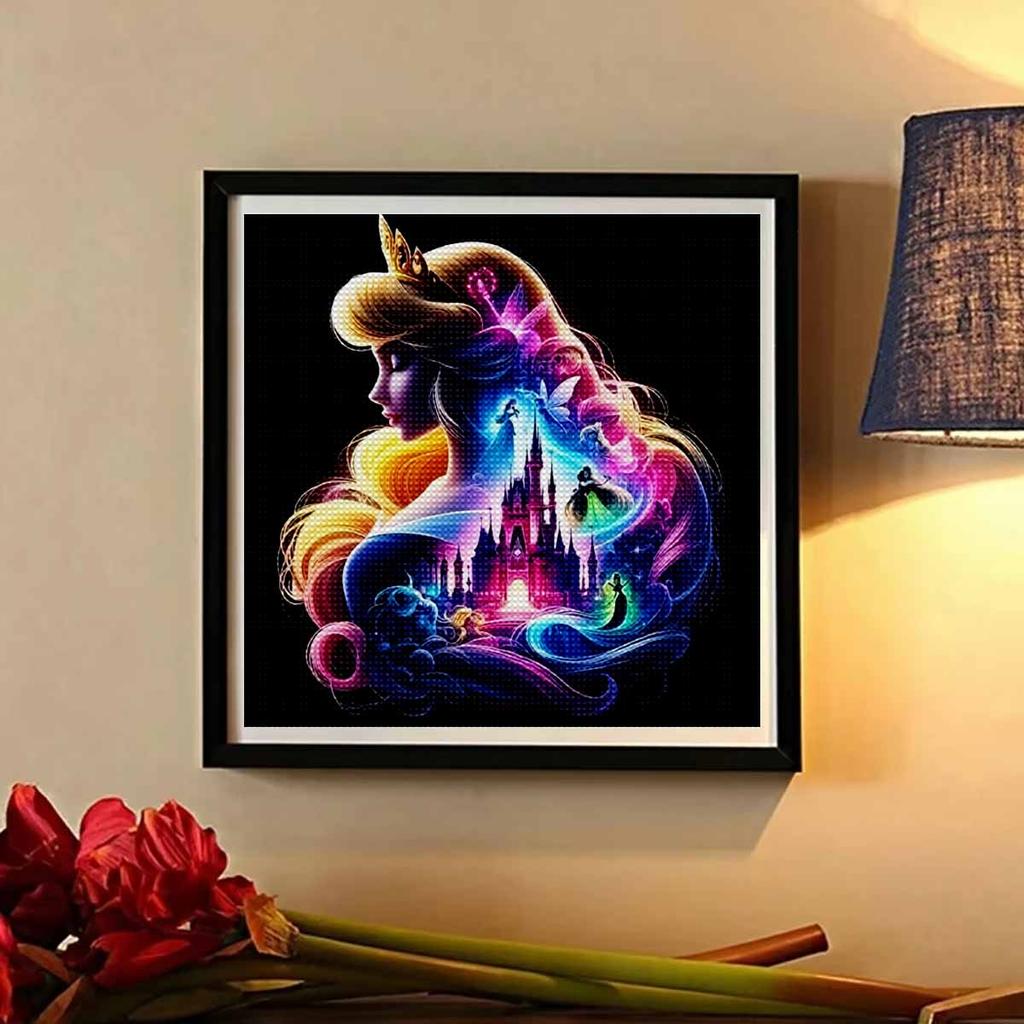 DIY Diamond Painting Round Diamond The Back View of The Princess Full Diamond Mosaic Home Decoration Painting Cross Stitch Kit