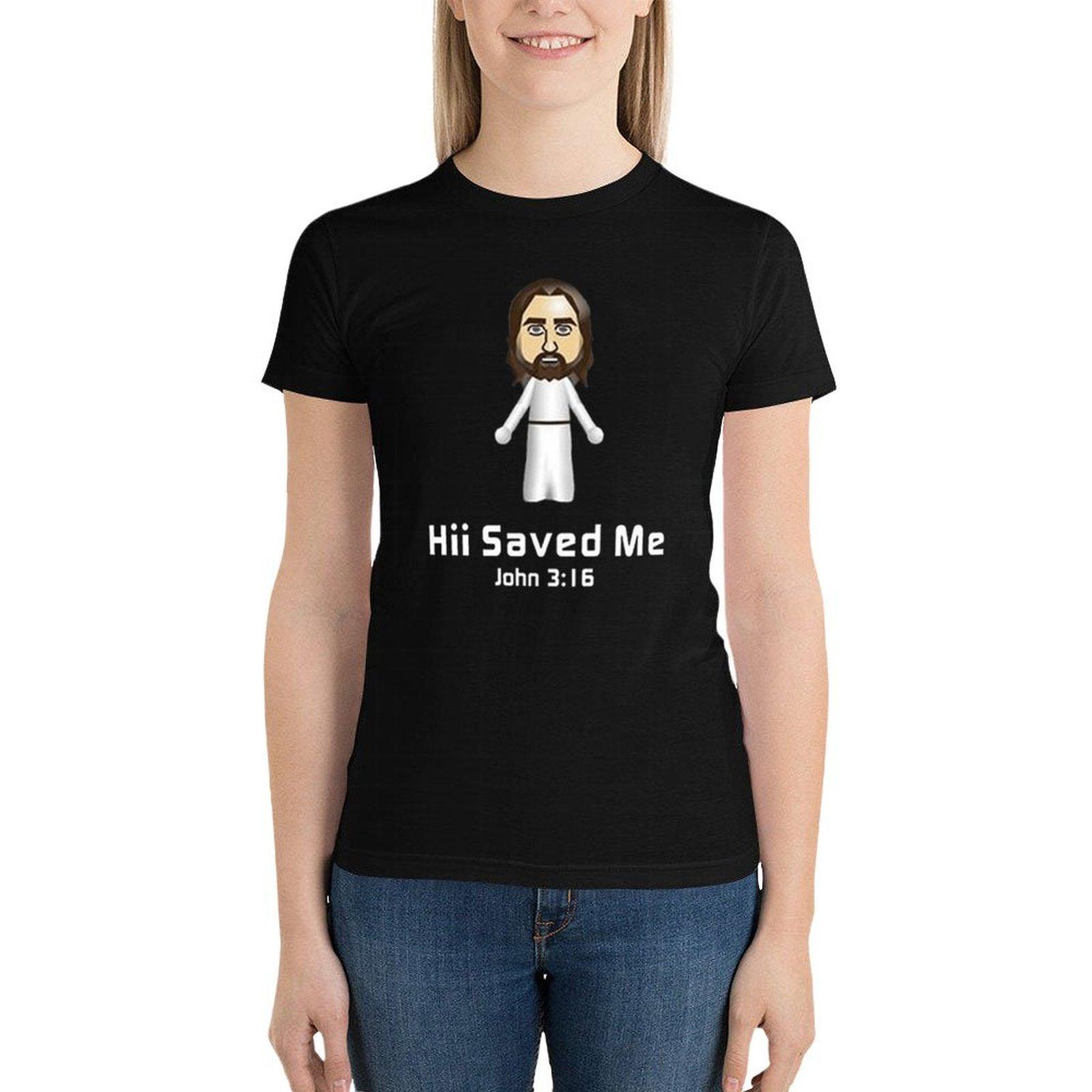 

Hii Saved Me John 3:16 T-Shirt Hippie Clothes Lady Clothes Plus Size Tops Summer Tops Plus Size T Shirts For Women Loose Fit S чорний