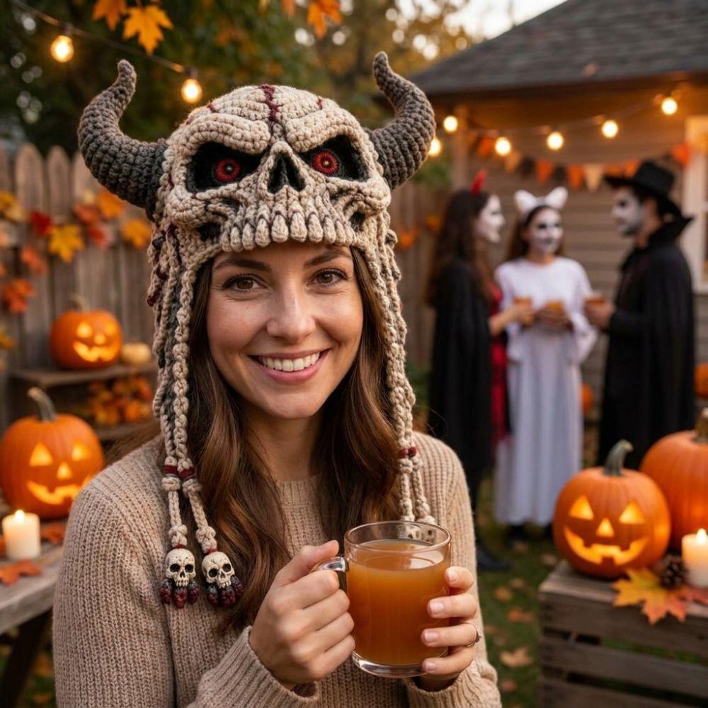 Warm Halloween Crochet Hood Kit for Adults Handmade Halloween Animal Hat Halloween Party