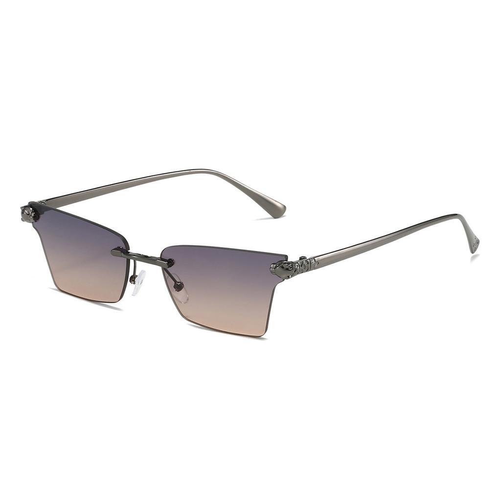 Randlose Cat-Eye-Sonnenbrille Damen Stilvoll Vintage Farbverlauf Mehrfarbiges Glas Ins Trendige Luxusmarke Designer Sonnenbrille