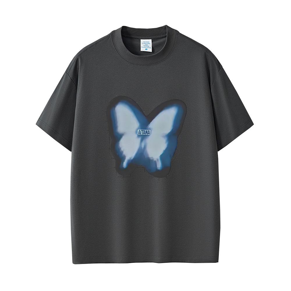 Aitana Butterfly Graphic T-shirt CUARTO AZUL T Shirts Men Women Fashion Pop Music Oversized Streetwear Man Vintage Casual Tshirt