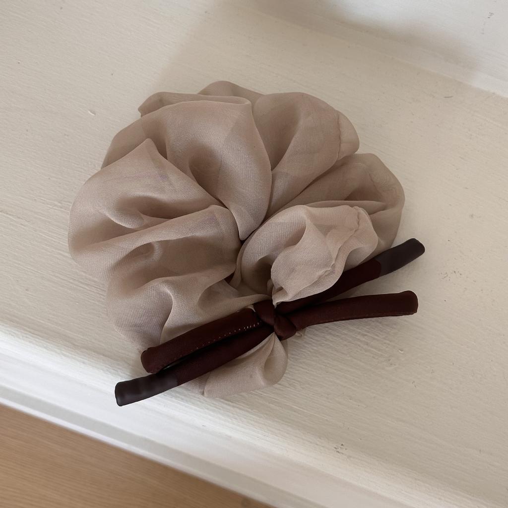 French Chiffon Fabric Fluffy Hair Band, High-end and Sweet Bow Tie, Ethereal Ponytail Tie, Large Intestine Hair Band