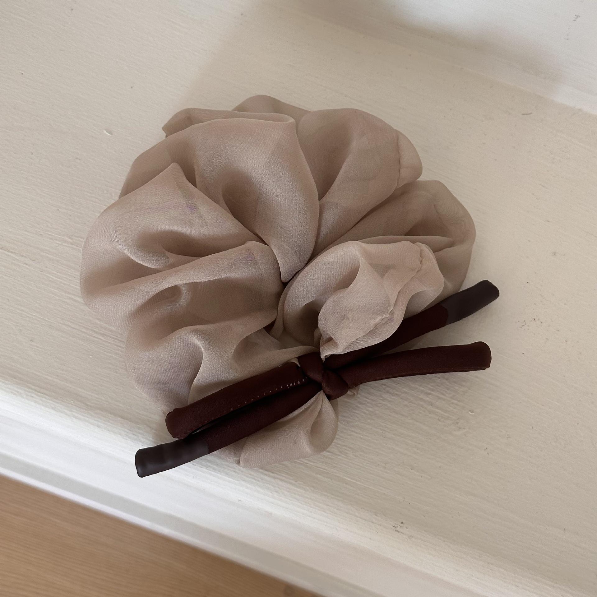 

Французская шифоновая ткань Пушистая повязка для волос, Высококлассный и милый бант, Эфирная резинка для хвостика, Повязка для волос в виде толстой кишки кофейный