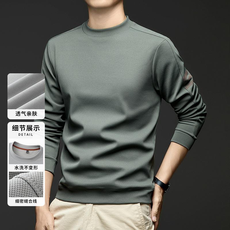 Spring Long Sleeve Hoodie Men s Crew Neck Casual Middle-Aged & Young T-Shirt M