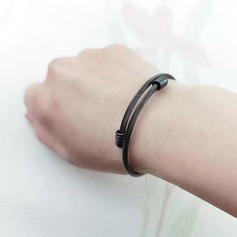 Bracciale Aperto Unisex Elegante a Coste Fitte Personalizzato