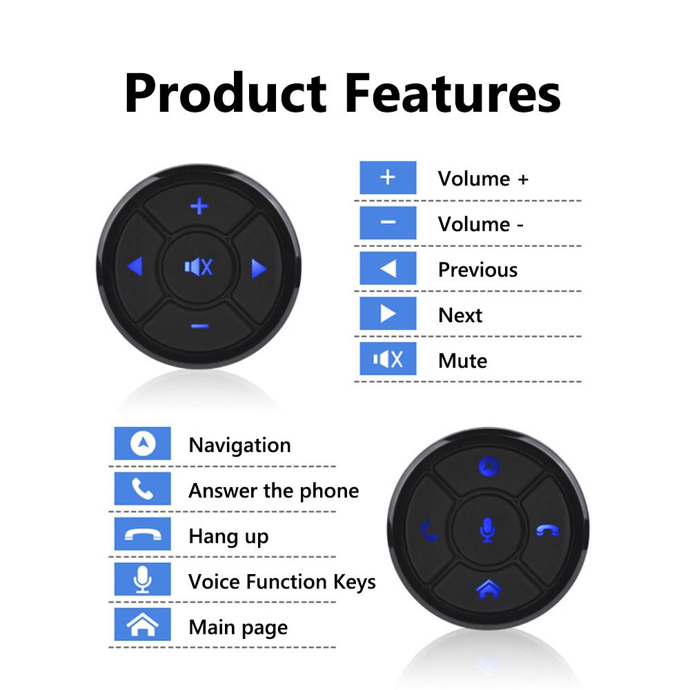 Car Multifunctional Steering Wheel Controller Wireless Steering Wheel Control Remote Button with 2 Round Controller