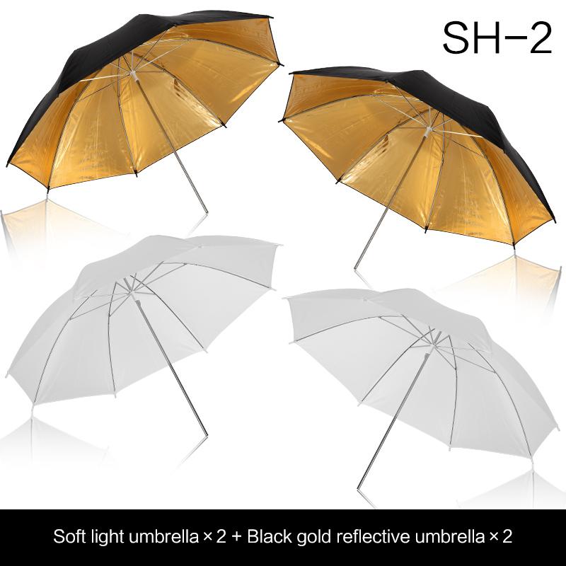 Photo Studio Umbrella Set 33 ' 84 Cm  White Soft Light Umbrella + Dual-use Reflective Umbrella 4 Pieces Photography Accessories