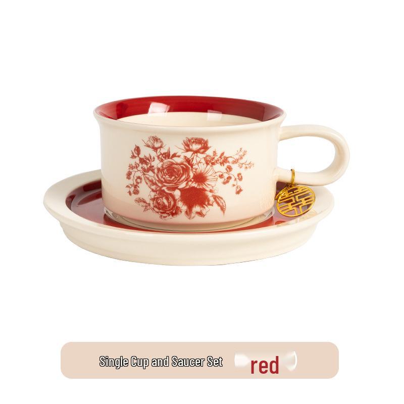 Elegant Retro Ceramic Coffee Cup and Saucer Set - Ideal Gift for Afternoon Tea