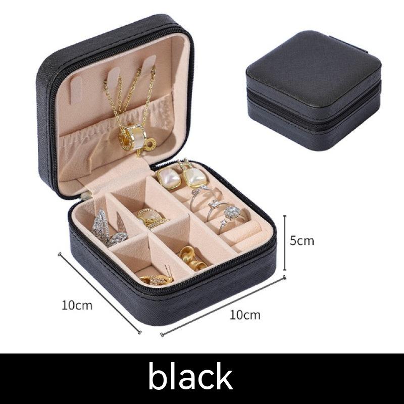 2PC Mini Jewelry Organizer Display Travel Jewelry Zipper Case Boxes Earrings Necklace Ring Portable Jewelry Box Leather Storage