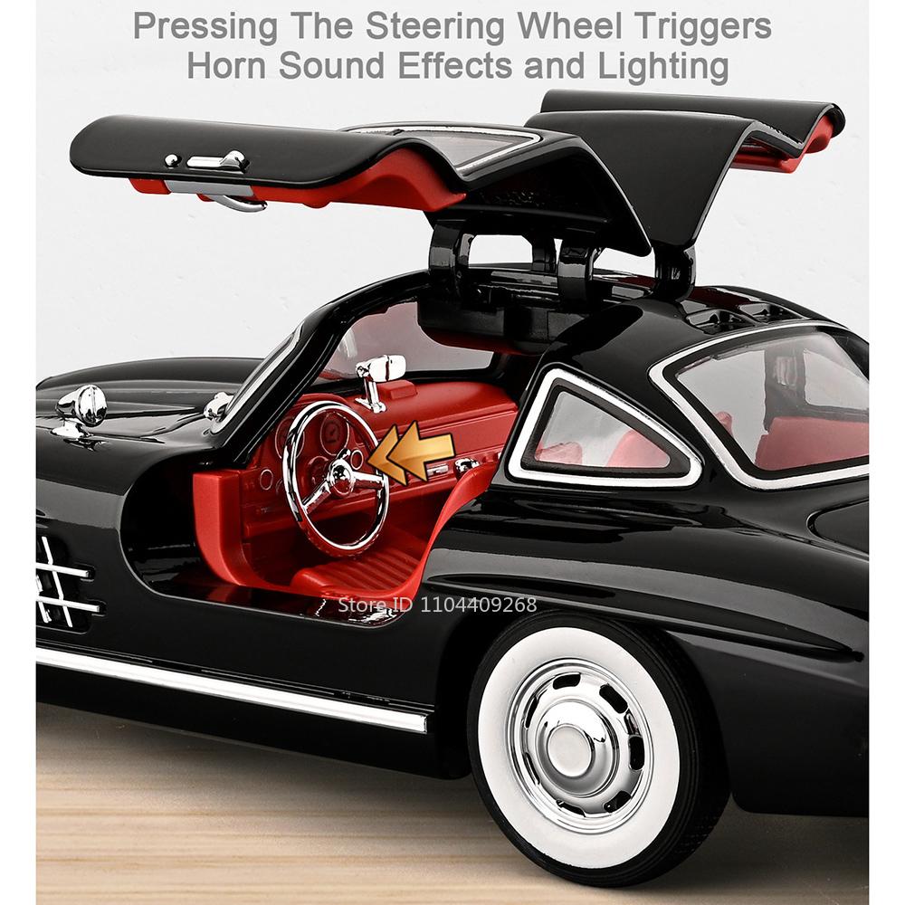 Large 1:18 Scale 300SL Land Cruiser LC300 Toy Car Model Shock Absorption Metal Diecast Sound Light Sports Cars Models for Boys