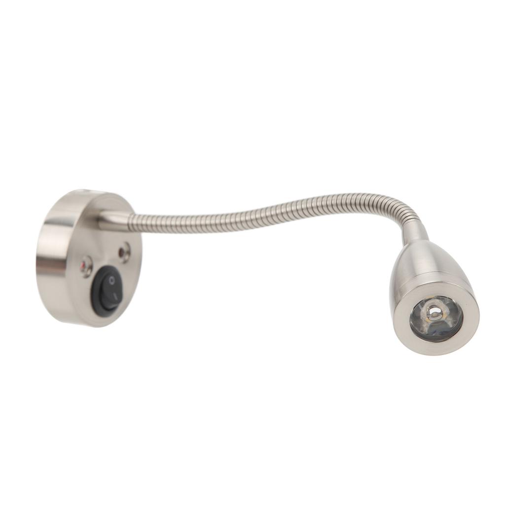 RV LED Bedside Light 360 Degree Swivel Flexible Goosneck Light for DC 12V to 24V Boat Camper Truck Cars Nickel Plated