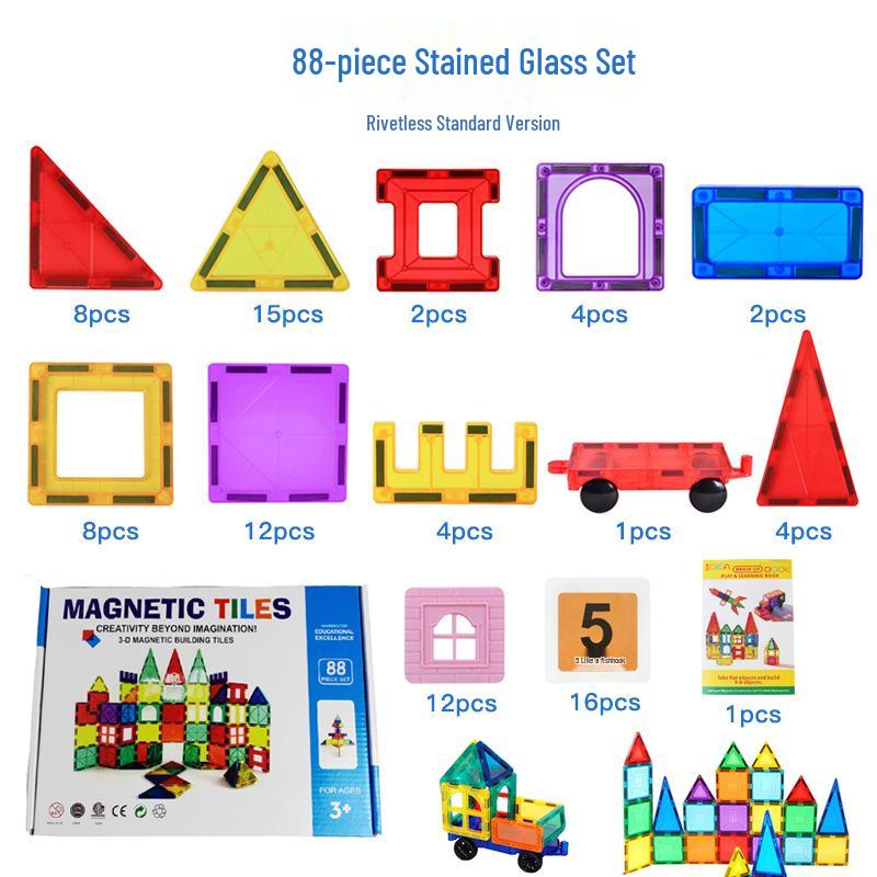 Stained Glass Magnetic Building Blocks for Children - Translucent Toy Set