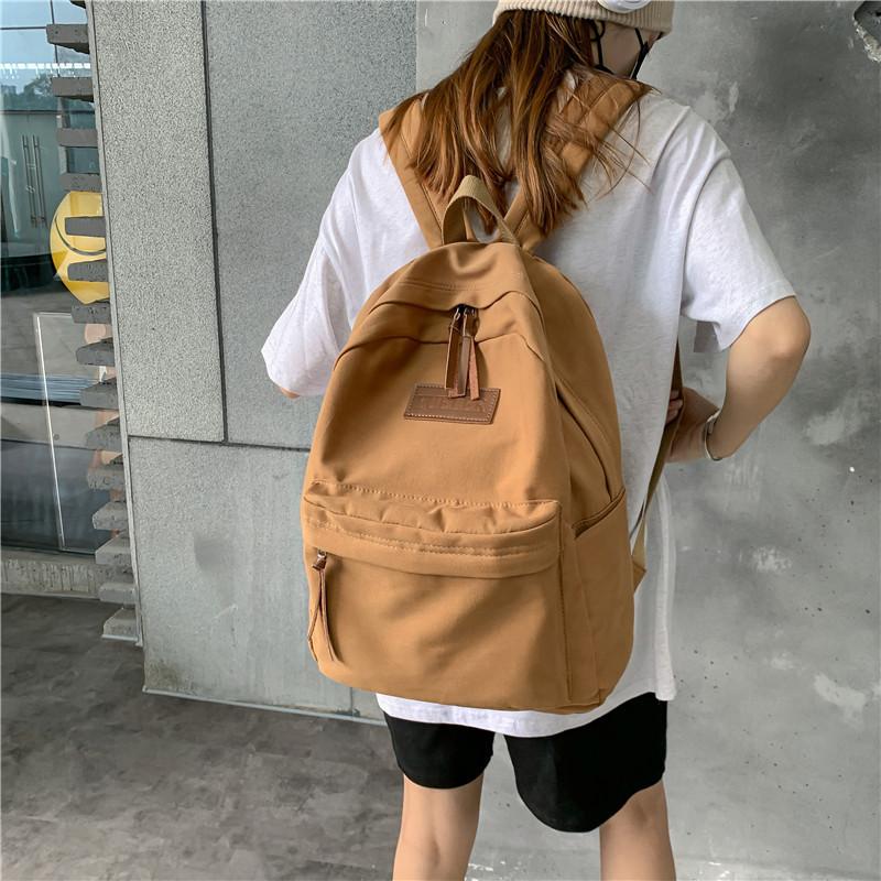 

Школьный рюкзак женский студент колледжа однотонный студенческий рюкзак модный большой вместимости рюкзак из стираной ткани мужской хаки
