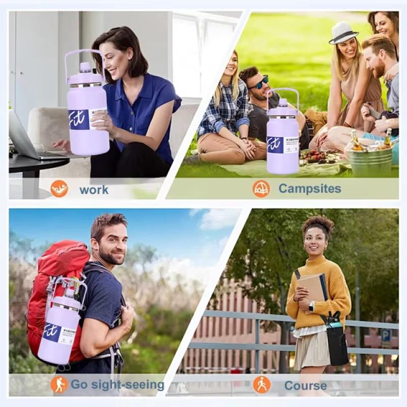 4000ml Tumbler Cup For Coffee Keep Cold Stainless Water Bottle With Straw Space Kettle American-Style Portable Outdoor Sports