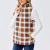 Women's Checked Print Fashionable And Warm Fleece Cardigan Vest Jacket