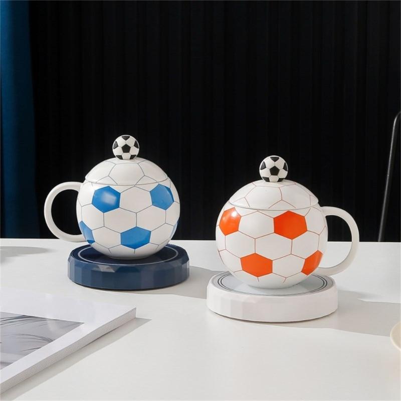 Ceramic Drinking Cup With Soccer Designs 400ml Coffee Mug For Sports Enthusiasts Soccer Theme Drinkware For Home