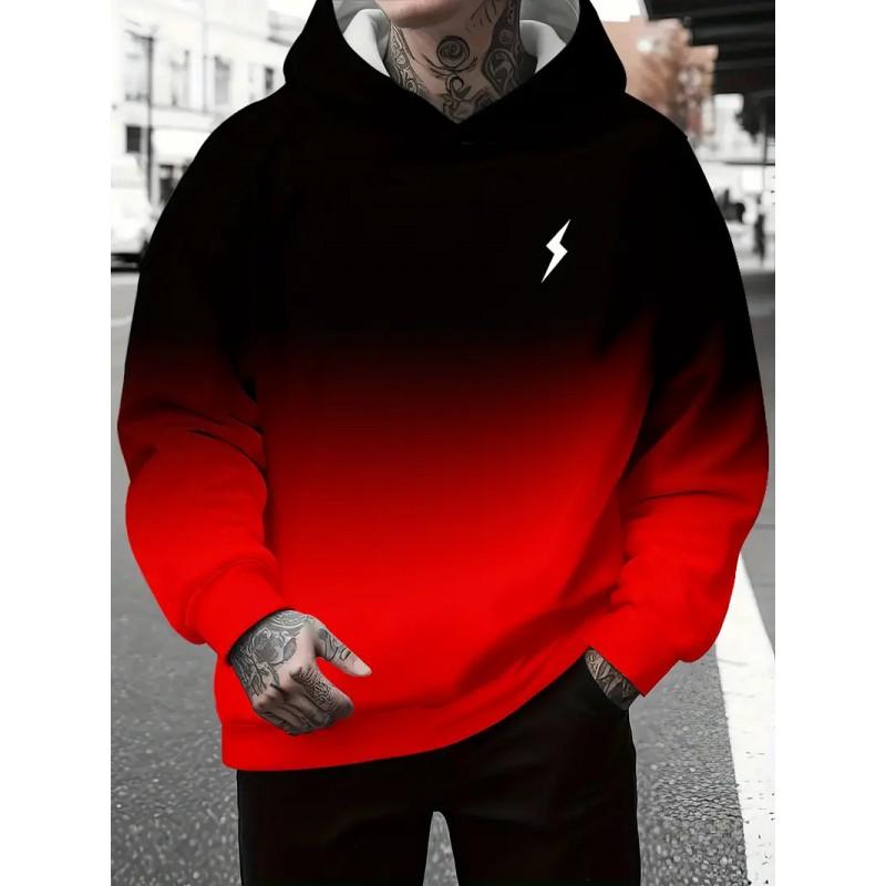 3D Digital Print Hooded Sweatshirt Men Loose Fit Casual Wear