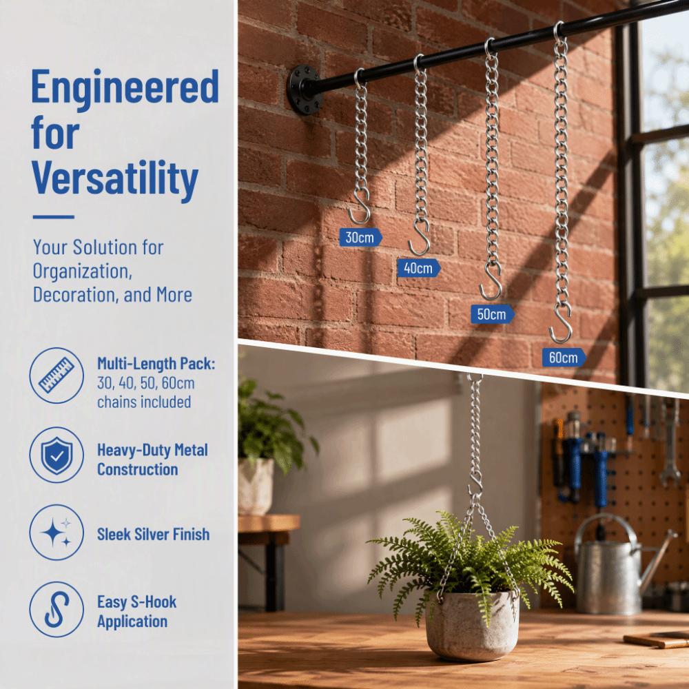 Strengthened Metal Hanging Chain Strong Bearing Capacity Hanging Chain with Hooks Outdoor