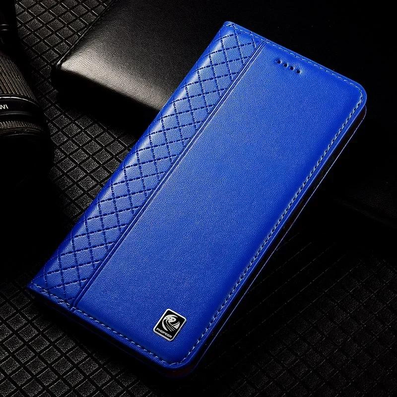 Etui z klapką do OPPO Reno 15 15F Reno15 Pro Max 5G Prawdziwa skóra Magnetyczne Etui Wzór kratki ze skóry bydlęcej Portfel z kieszonkami na karty Etui
