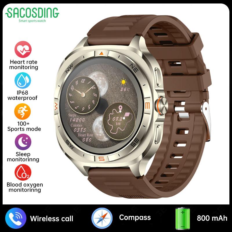 2026 Outdoor New 800mAh Battery Smart Watch Men IP68 Waterproof GPS Positioning Compass Altitude Air Pressure Bluetooth Call 100+ Sports Watch