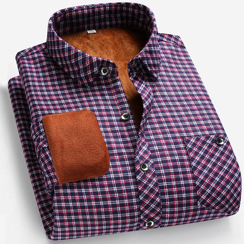 New Autumn and Winter Men's Fleece-lined Long Sleeve Shirt Business Casual Fashion Comfortable Non Ironing Versatile Top