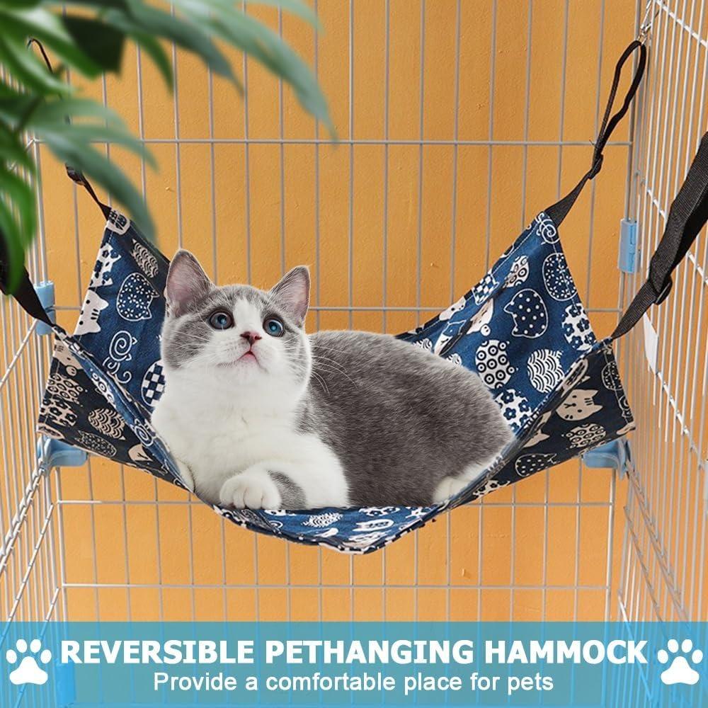 Amaca da Appendere per Gatti, Letto Sospeso Traspirante per Animali Domestici Amaca Letto per Gatti con 4 Ganci Metallici per Gatti Conigli Criceti Tappetini per Gatti Articoli