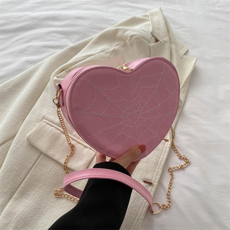 Premium Sense Cute Peach Heart Box Bag Women's Summer New Fashion Shoulder Bag Messenger Bag