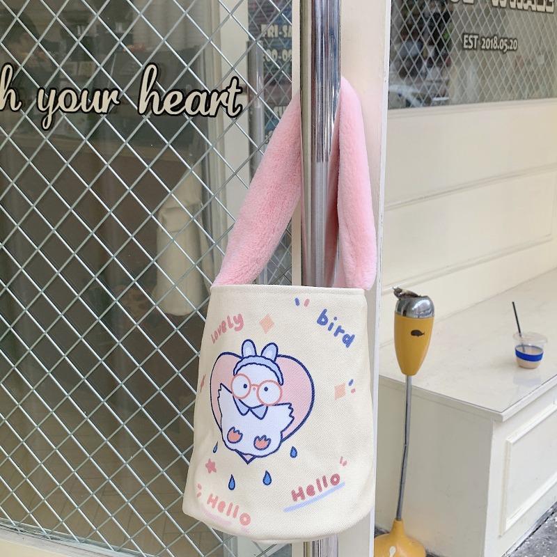 Herbst und Winter Plüschhandtasche Cartoon Eimertasche Studentenarbeit kleine Tasche Canvas Bento-Tasche niedlich lustig