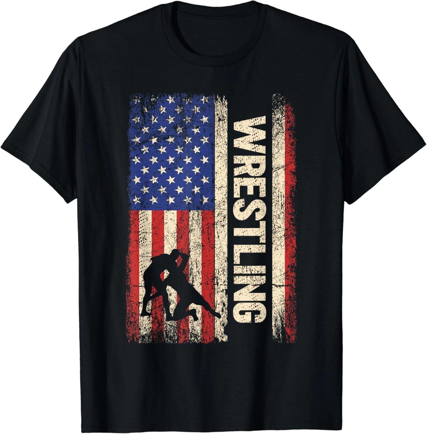 Wrestling USA American Flag Shirt Wrestle 4th of July Men Gift Unisex T-Shirt S